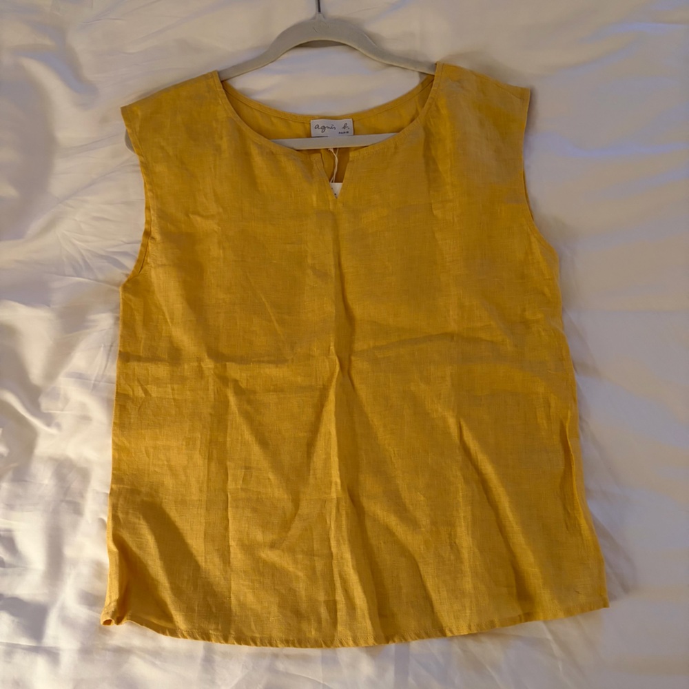 Agnes B. Mustard Yellow Sleeveless Blouse